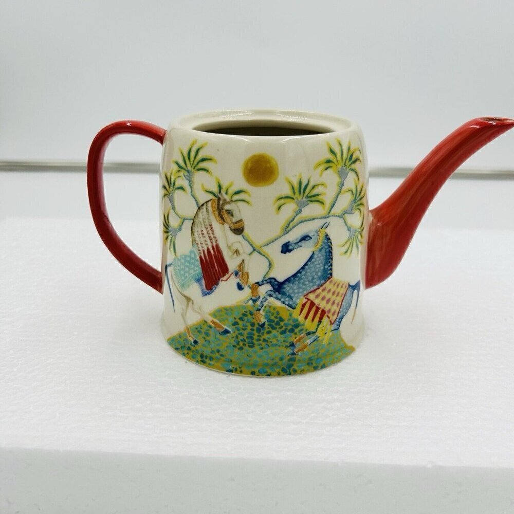 Anthropologie Paige Gemmel Eastern Animals Teapot Horses No Lid 4"